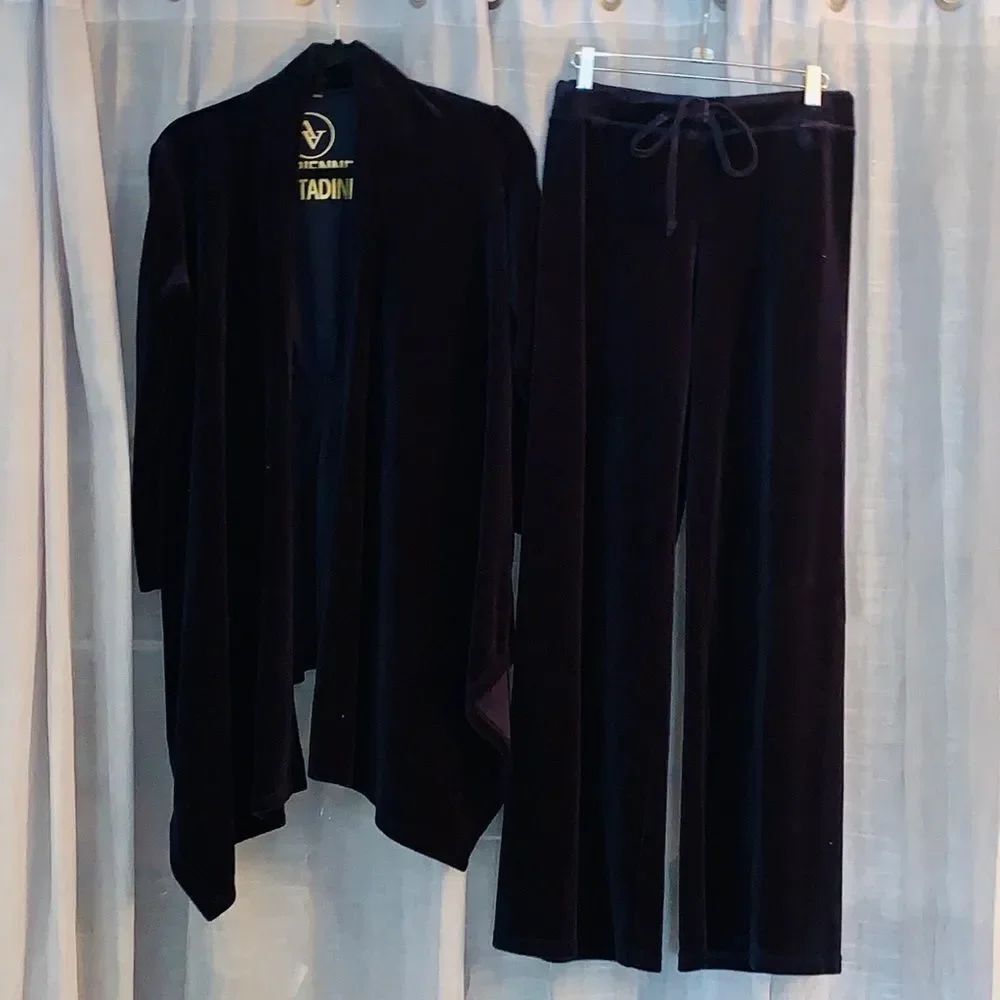 Adrienne Vittadini Navy Velour Tracksuit